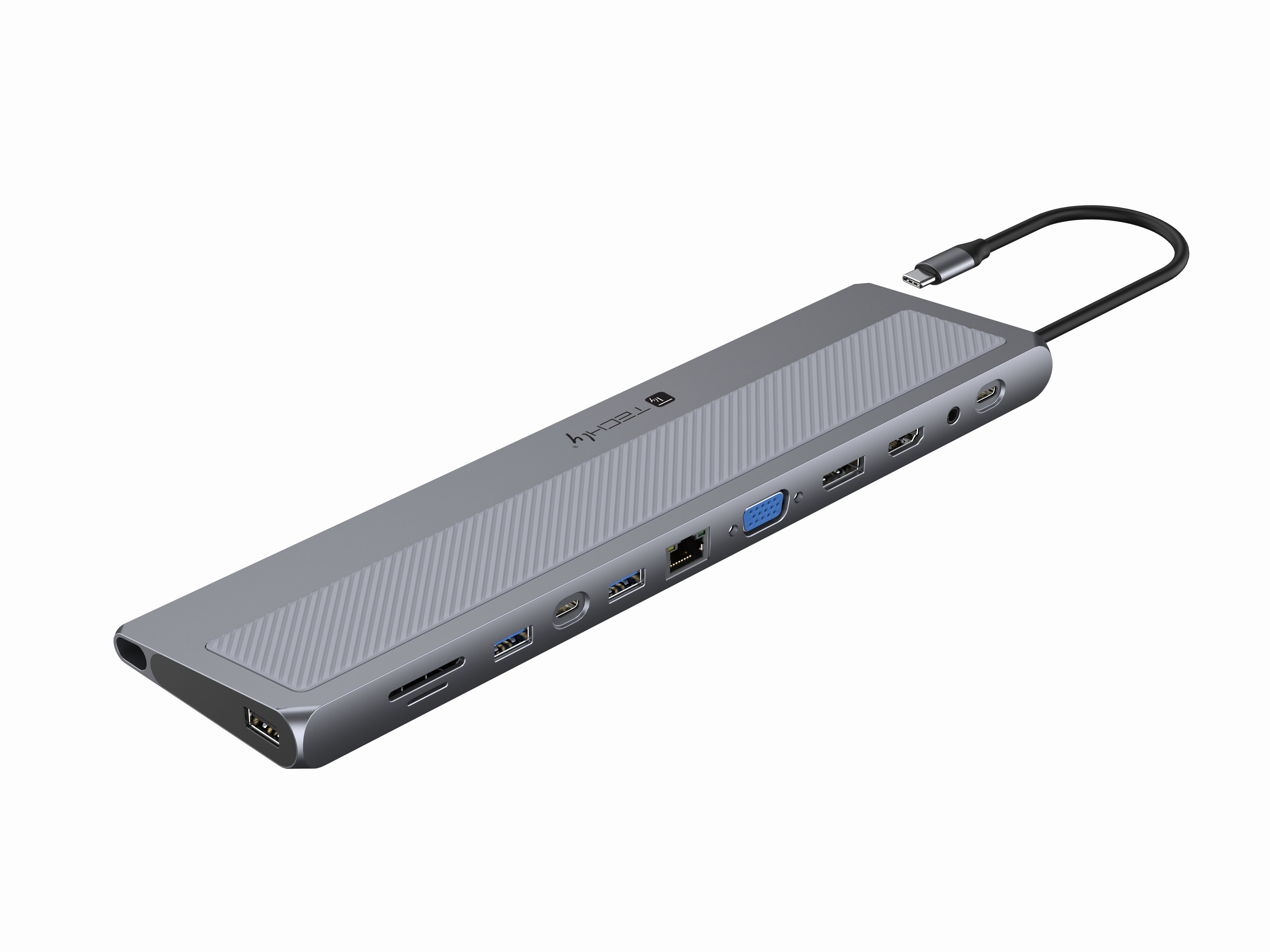 Docking Station 12 in 1 USB-C Hub VGA HDMI DP RJ 45 SD/Micro SD Player - Techly IUSB 31 C-DOCK 12 DPHD 2