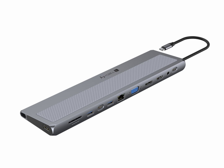 Docking Station 12 in 1 USB-C Hub VGA HDMI DP RJ 45 SD/Micro SD Player - Techly IUSB 31 C-DOCK 12 DPHD 2