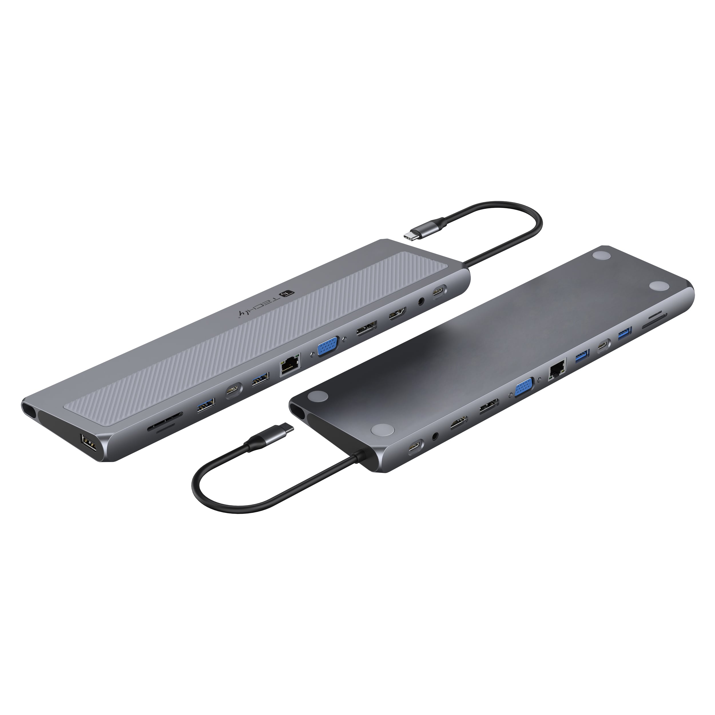 Docking Station 12 in 1 USB-C Hub VGA HDMI DP RJ 45 SD/Micro SD Player - Techly IUSB 31 C-DOCK 12 DPHD 2