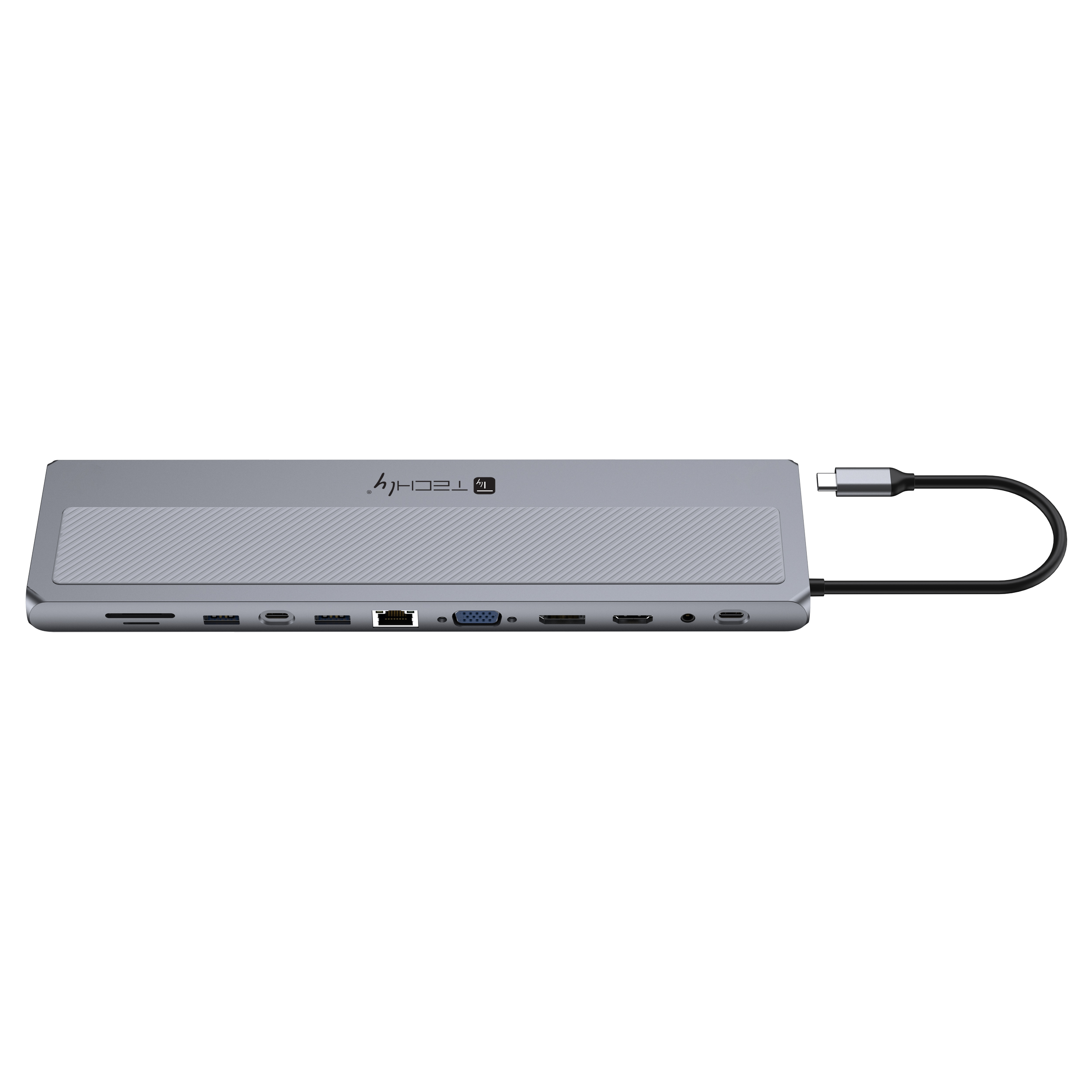 Docking Station 12 in 1 USB-C Hub VGA HDMI DP RJ 45 SD/Micro SD Player - Techly IUSB 31 C-DOCK 12 DPHD 2