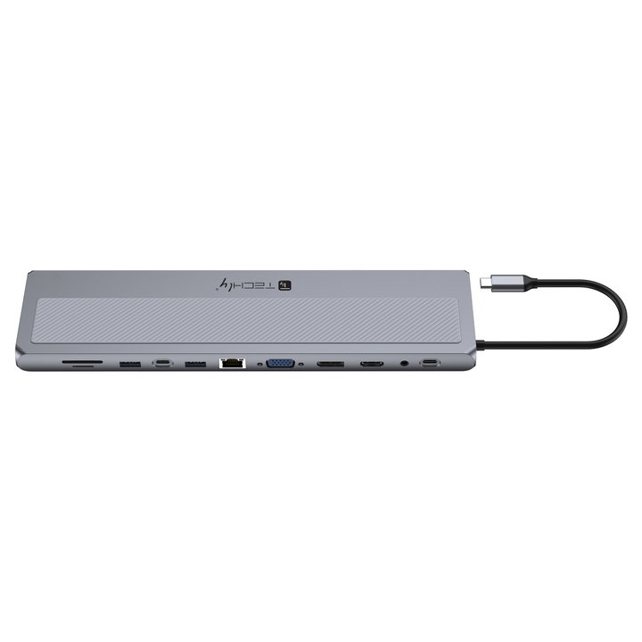 Docking Station 12 in 1 USB-C Hub VGA HDMI DP RJ 45 SD/Micro SD Player - Techly IUSB 31 C-DOCK 12 DPHD 2