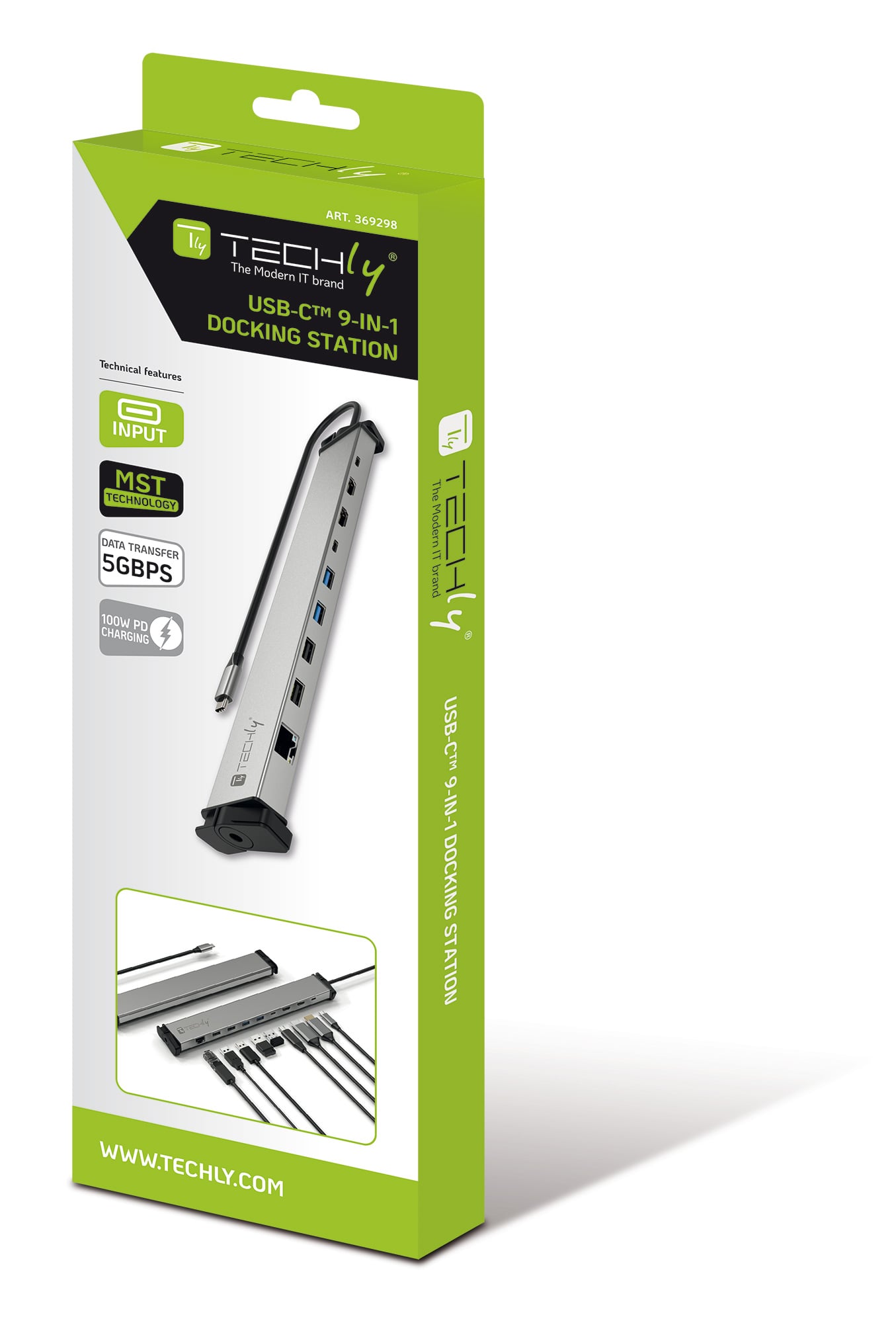 Docking Station 9 in 1 USB-C Hub USB HDMI RJ 45 - Techly IUSB 31 C-DOCK 9 HPD