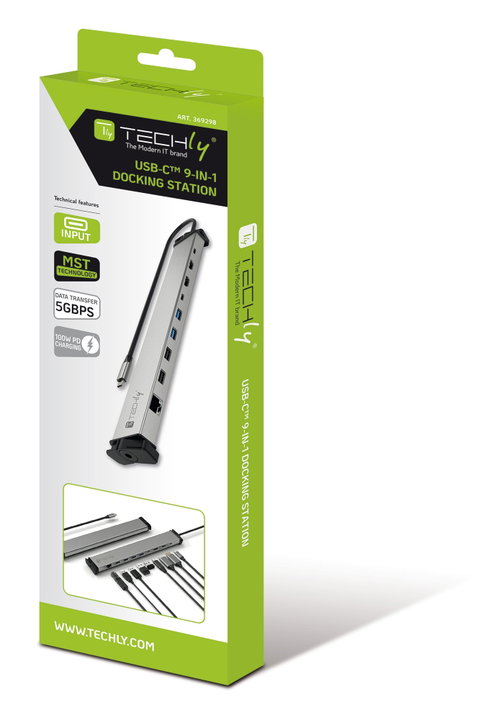 Docking Station 9 in 1 USB-C Hub USB HDMI RJ 45 - Techly IUSB 31 C-DOCK 9 HPD