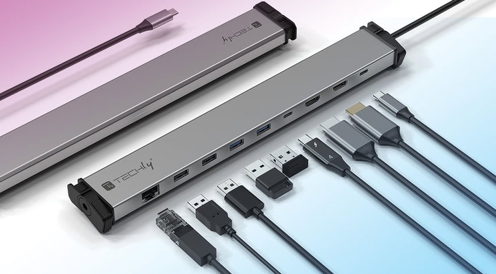 Docking Station 9 in 1 USB-C Hub USB HDMI RJ 45 - Techly IUSB 31 C-DOCK 9 HPD