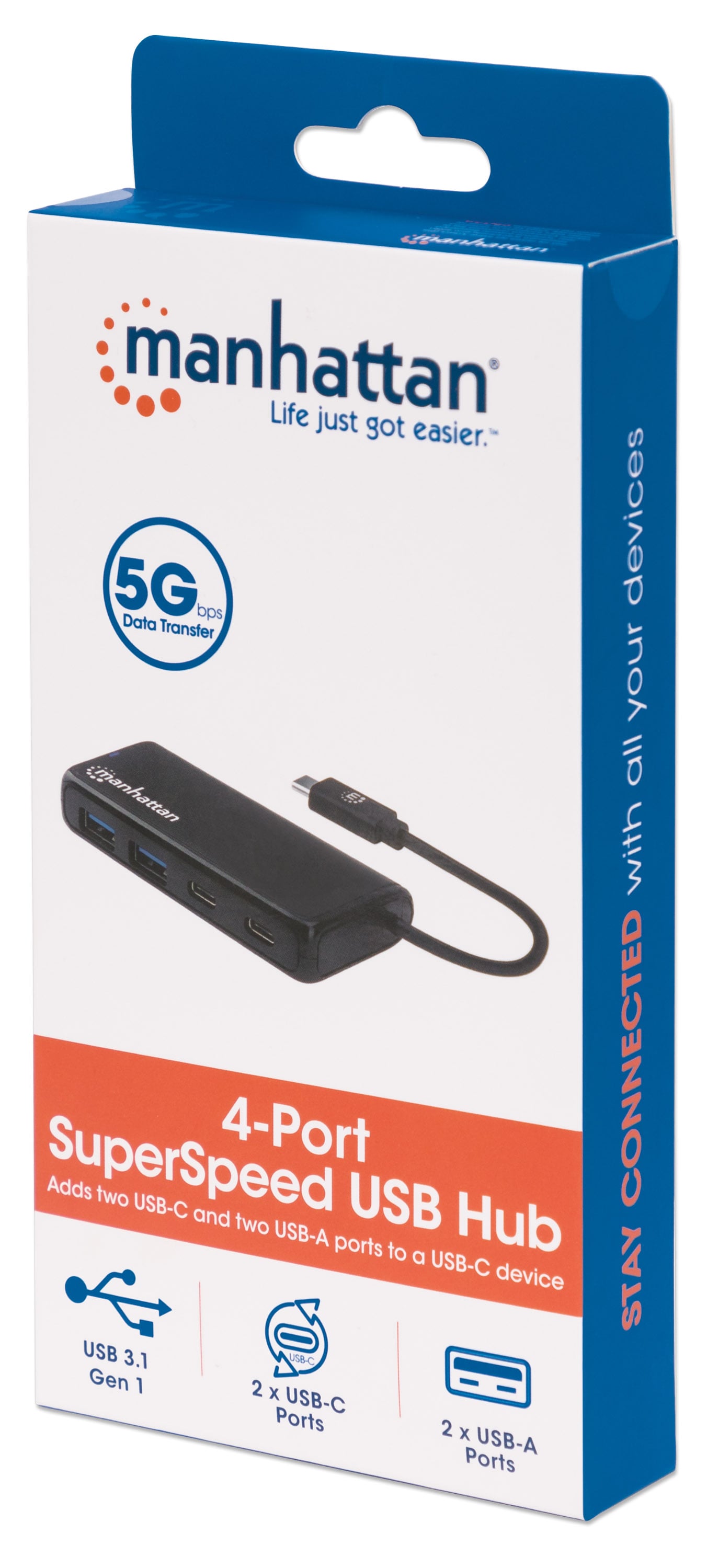 Hub USB-C™ 3.2 Gen 1 a 4 porte - Manhattan IUSB31C-HUB2A2CM