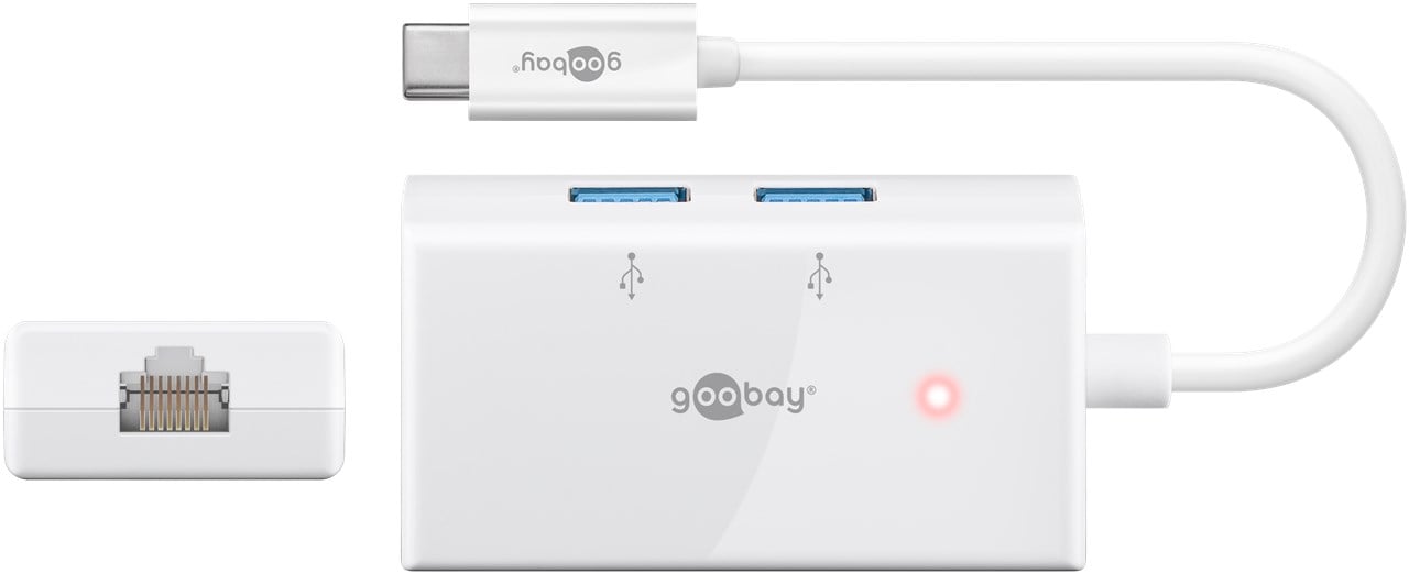 Hub USB-C SuperSpeed 2 USB ports 3.2 and RJ- 45 Gigabit - Goobay IUSB 31 C-HUB 2 C