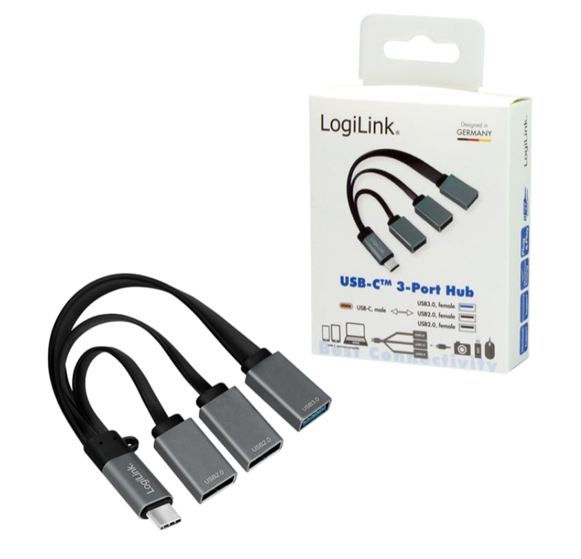 Hub Flessibile USB-C™ SuperSpeed 3 Porte USB A Femmina Nero - Logilink IUSB31C-HUB3