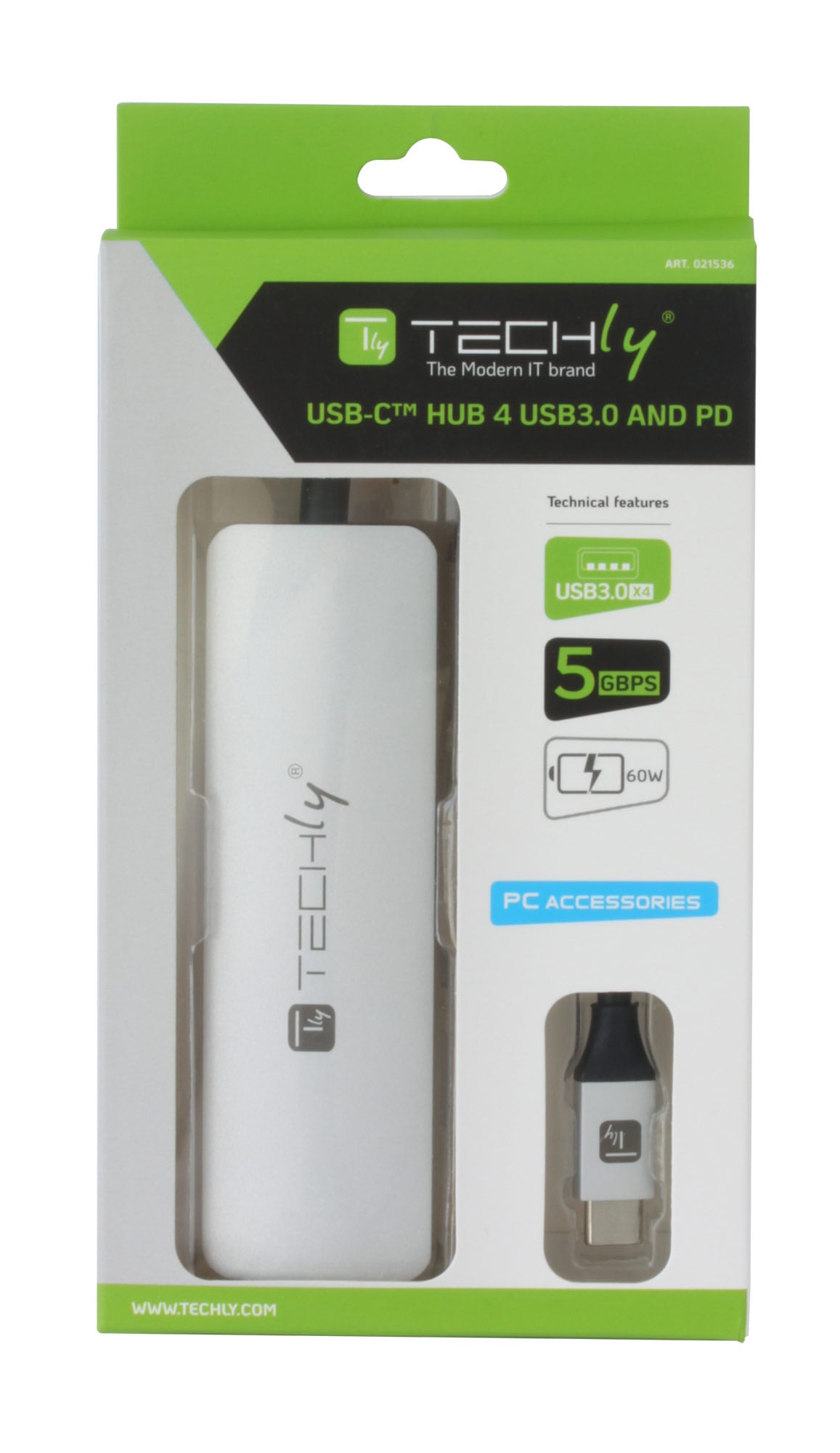 Hub USB-C™ SuperSpeed 4 Porte USB3.2 con PD, Alluminio - Techly IUSB31C-HUB4TLY