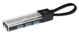 Hub USB 3.2 USB-C/USB-A 4 Porte Nero Trasparente - Manhattan IUSB31C-TR-HUB4BK