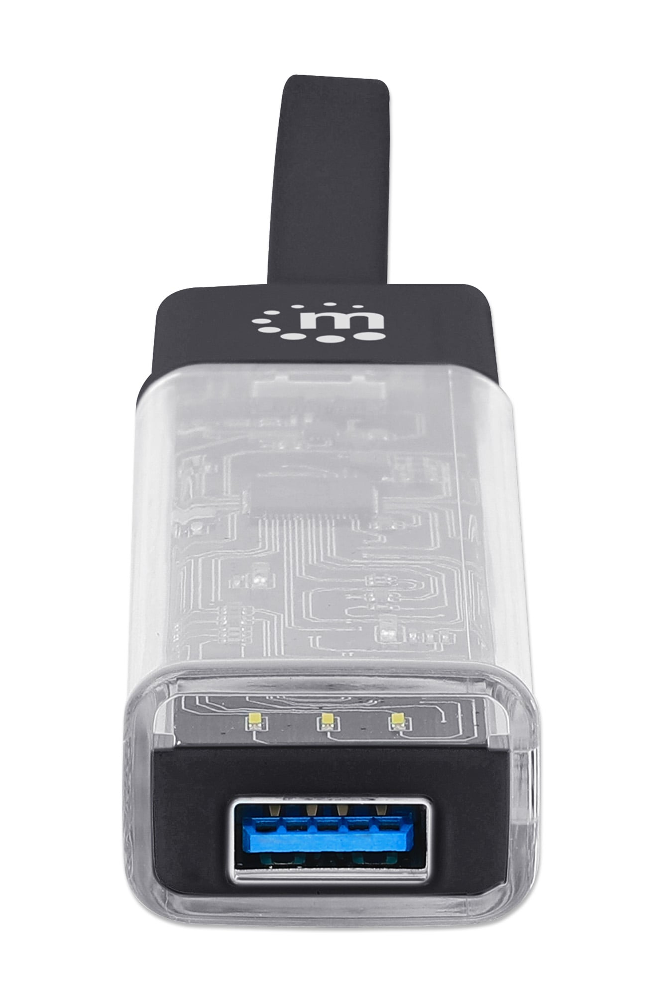 Hub Combo USB 3.2 USB-C™ e USB-A 4 Porte Nero Trasparente - Manhattan IUSB31C-TR-HUB4BK
