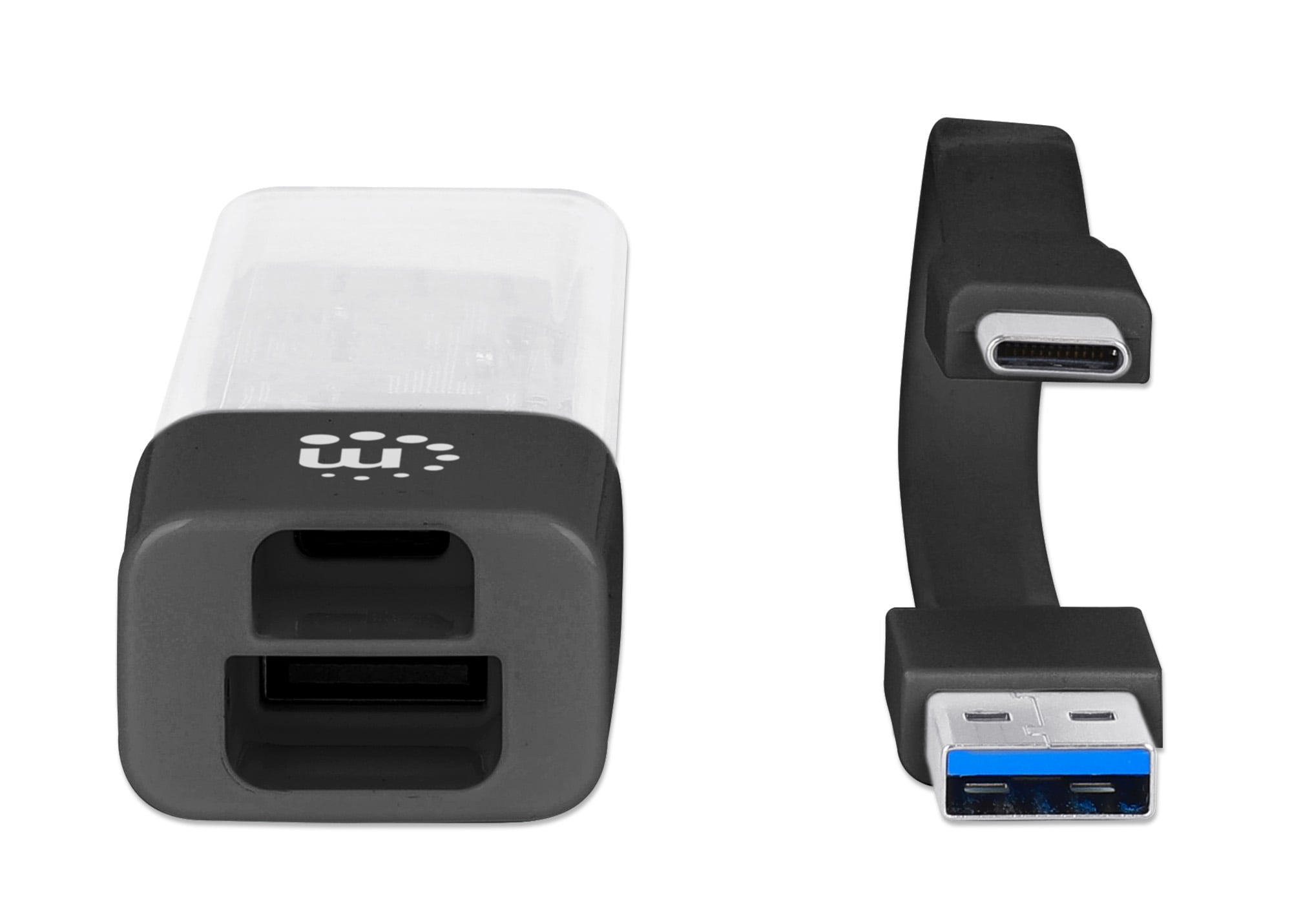 Hub Combo USB 3.2 USB-C™ e USB-A 4 Porte Nero Trasparente - Manhattan IUSB31C-TR-HUB4BK