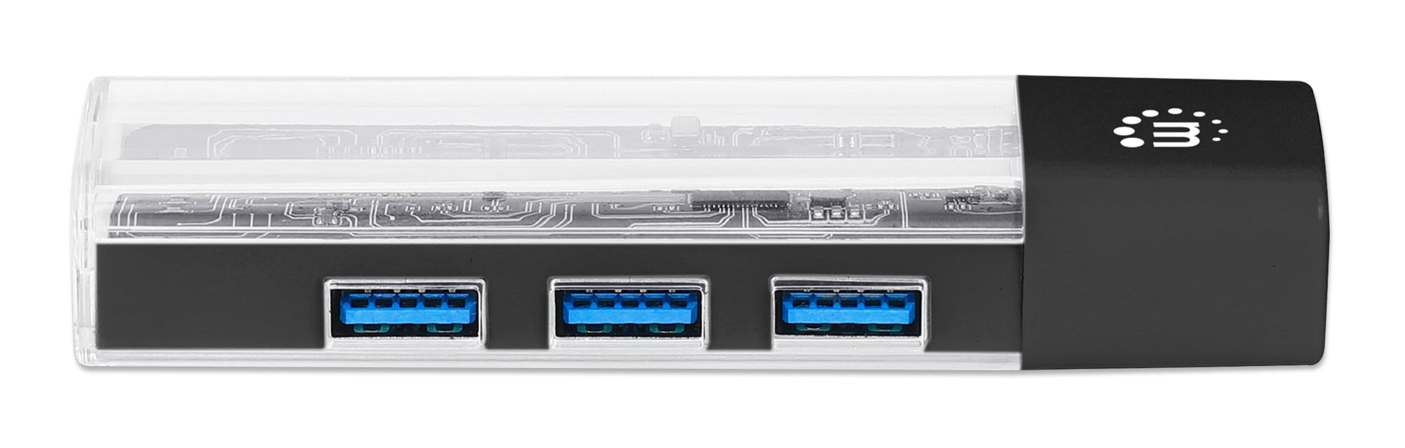 Hub Combo USB 3.2 USB-C™ e USB-A 4 Porte Nero Trasparente - Manhattan IUSB31C-TR-HUB4BK