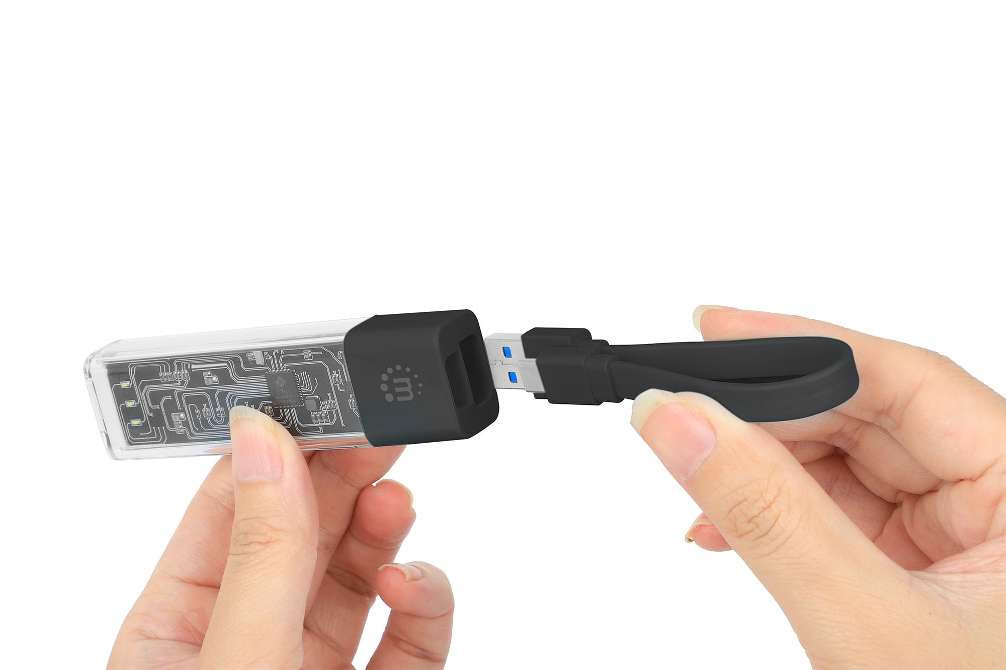 Hub Combo USB 3.2 USB-C™ e USB-A 4 Porte Nero Trasparente - Manhattan IUSB31C-TR-HUB4BK