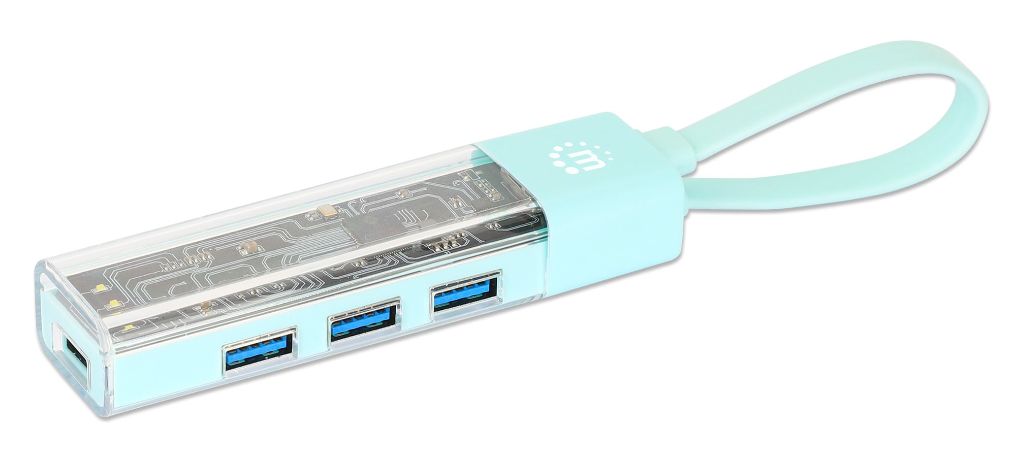 Hub Combo USB 3.2 USB-C™ e USB-A 4 Porte Verde Trasparente - Manhattan IUSB31C-TR-HUB4GR