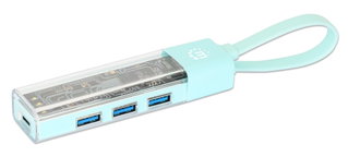 Hub USB 3.2 USB-C/USB-A 4 Porte Verde Trasparente - Manhattan IUSB31C-TR-HUB4GR