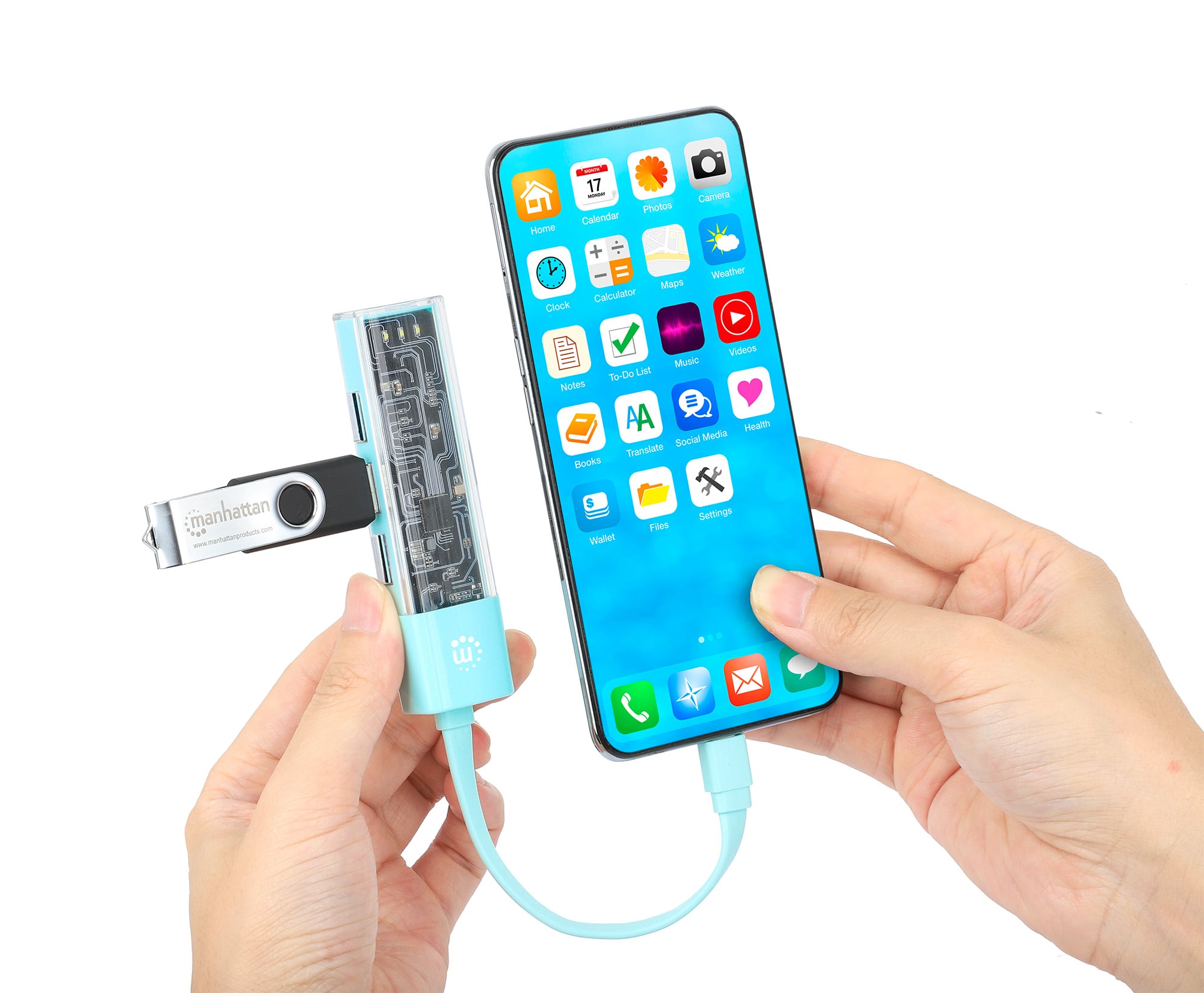 Hub Combo USB 3.2 USB-C™ e USB-A 4 Porte Verde Trasparente - Manhattan IUSB31C-TR-HUB4GR