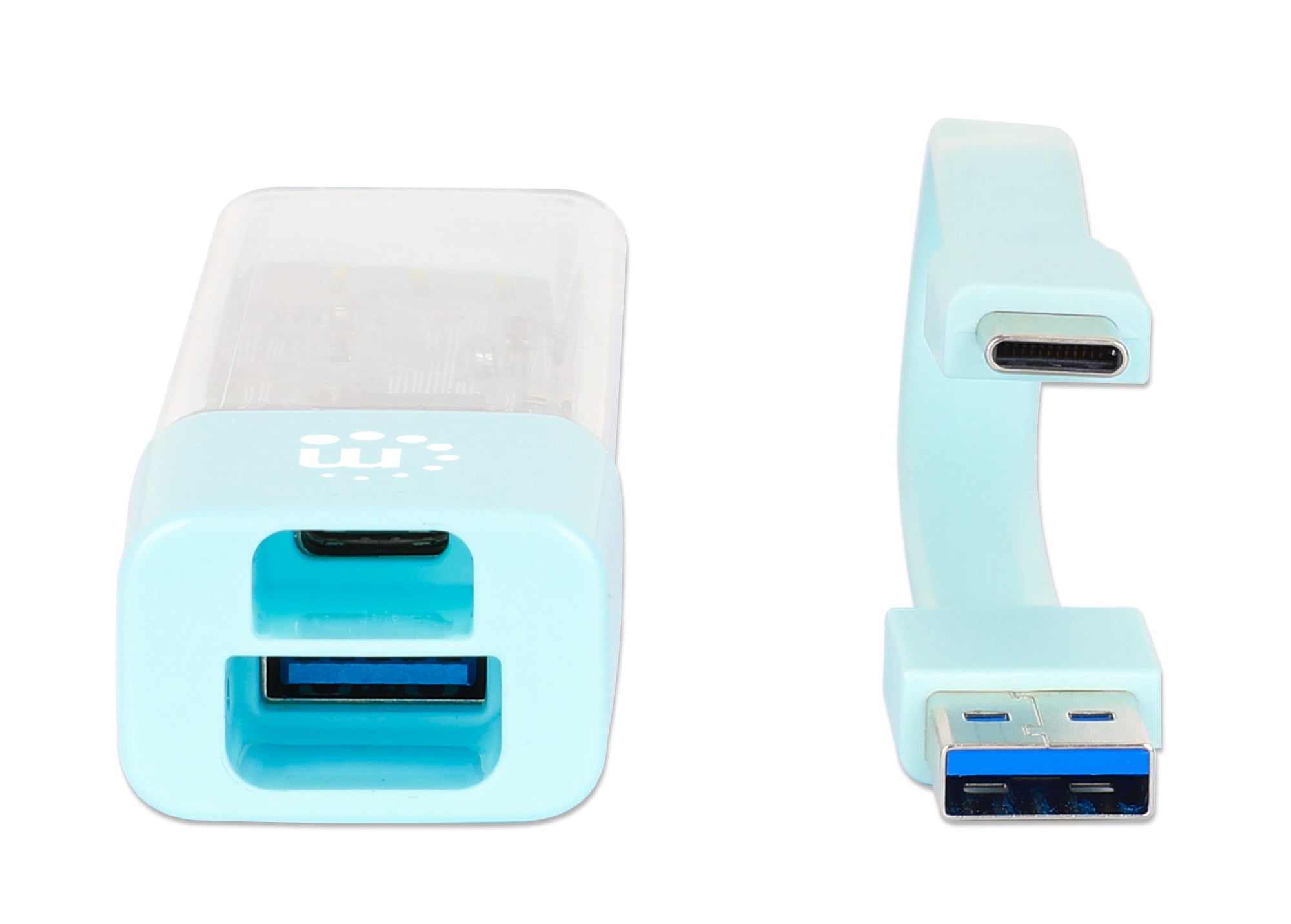 Hub Combo USB 3.2 USB-C™ e USB-A 4 Porte Verde Trasparente - Manhattan IUSB31C-TR-HUB4GR