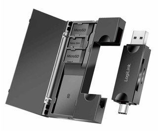 USB Memory Card Reader 3.2 Gen1 2 in 1 with Card Case - Logilink IUSB32-CARD-049