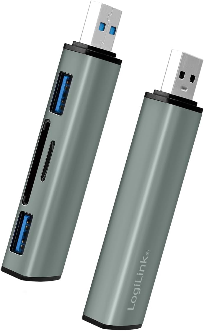 Hub USB3.2 Gen2 2 Porte USB A con Lettore di Schede Card Reader - Logilink IUSB32-HUB2-CR