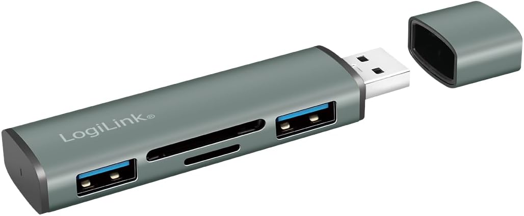 Hub USB3.2 Gen2 2 Porte USB A con Lettore di Schede Card Reader - Logilink IUSB32-HUB2-CR