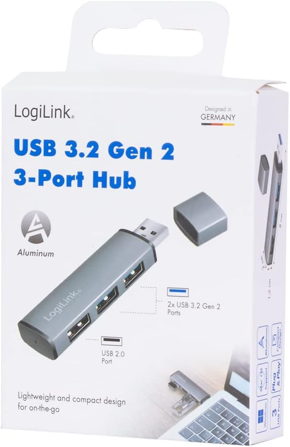 Hub USB 3.2 Gen2 3 Porte tipo A compatto - Logilink IUSB32-HUB3P23