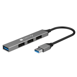 Hub USB-A 3.2 4 Porte Slim in Metallo - Techly IUSB32-HUB4A-3U2SLS