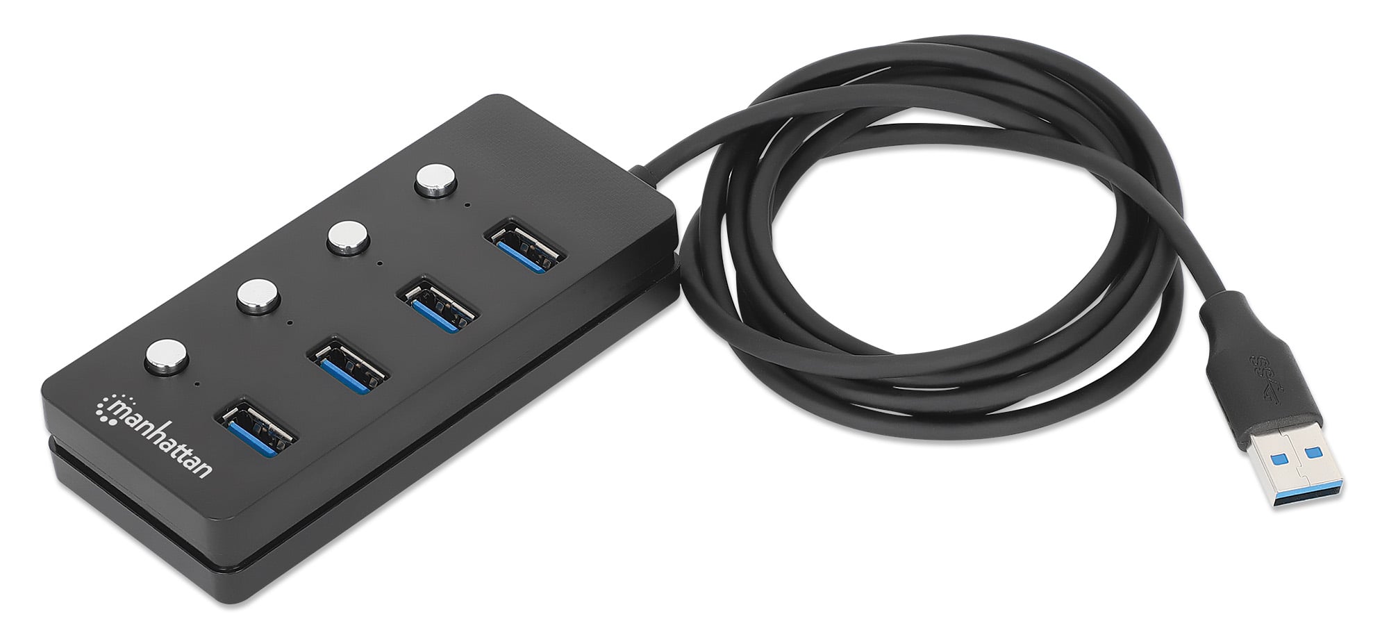 Hub USB 3.2 Gen 1 a 4 porte Type-A con Interruttori per Singola Porta - Manhattan IUSB32-HUB4AI