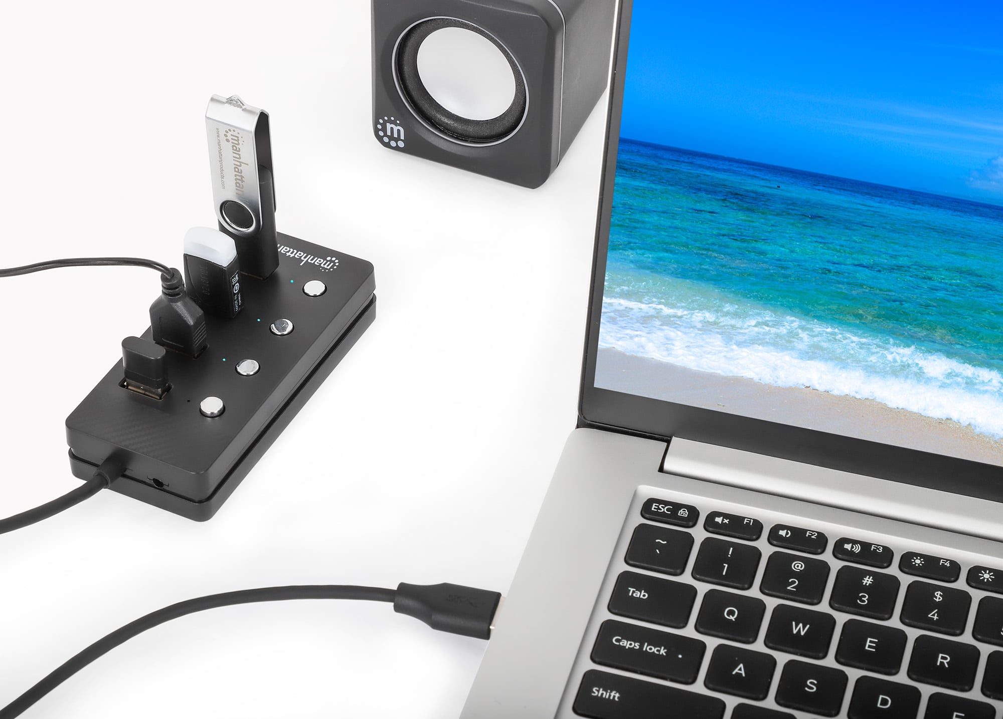 Hub USB 3.2 Gen 1 a 4 porte Type-A con Interruttori per Singola Porta - Manhattan IUSB32-HUB4AI