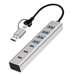 Hub USB 3.2 4 USB-A and 3 USB-C ports Silver aluminium - Logilink IUSB 32 AC-HUB 7 - 4 A 3 C