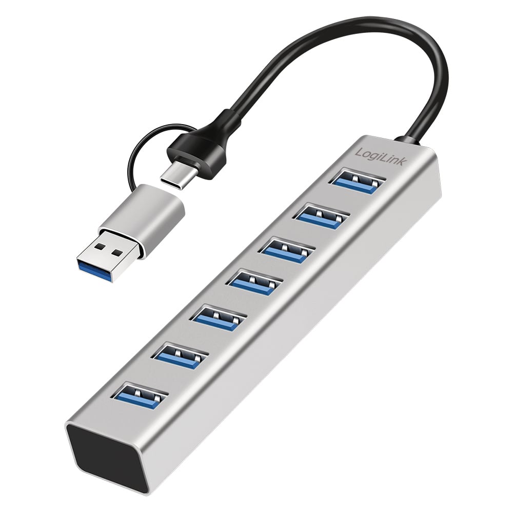 Hub USB 3.2 7 porte USB-A Alluminio Silver - Logilink IUSB32AC-HUB7-A