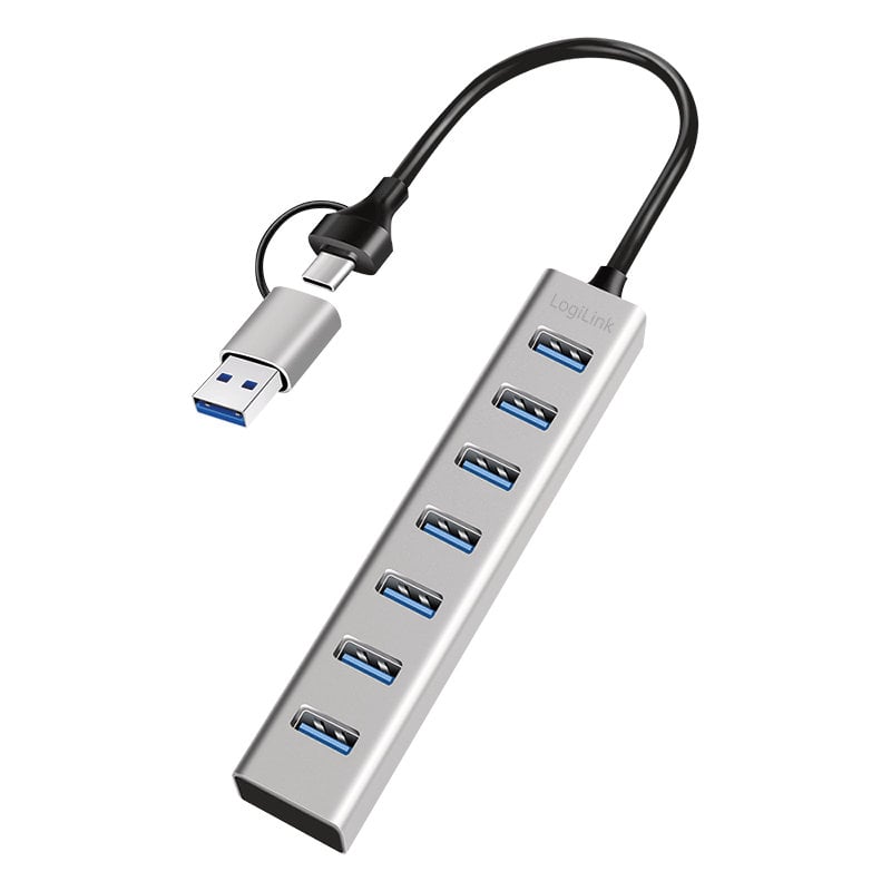 Hub USB 3.2 7 porte USB-A Alluminio Silver - Logilink IUSB32AC-HUB7-A