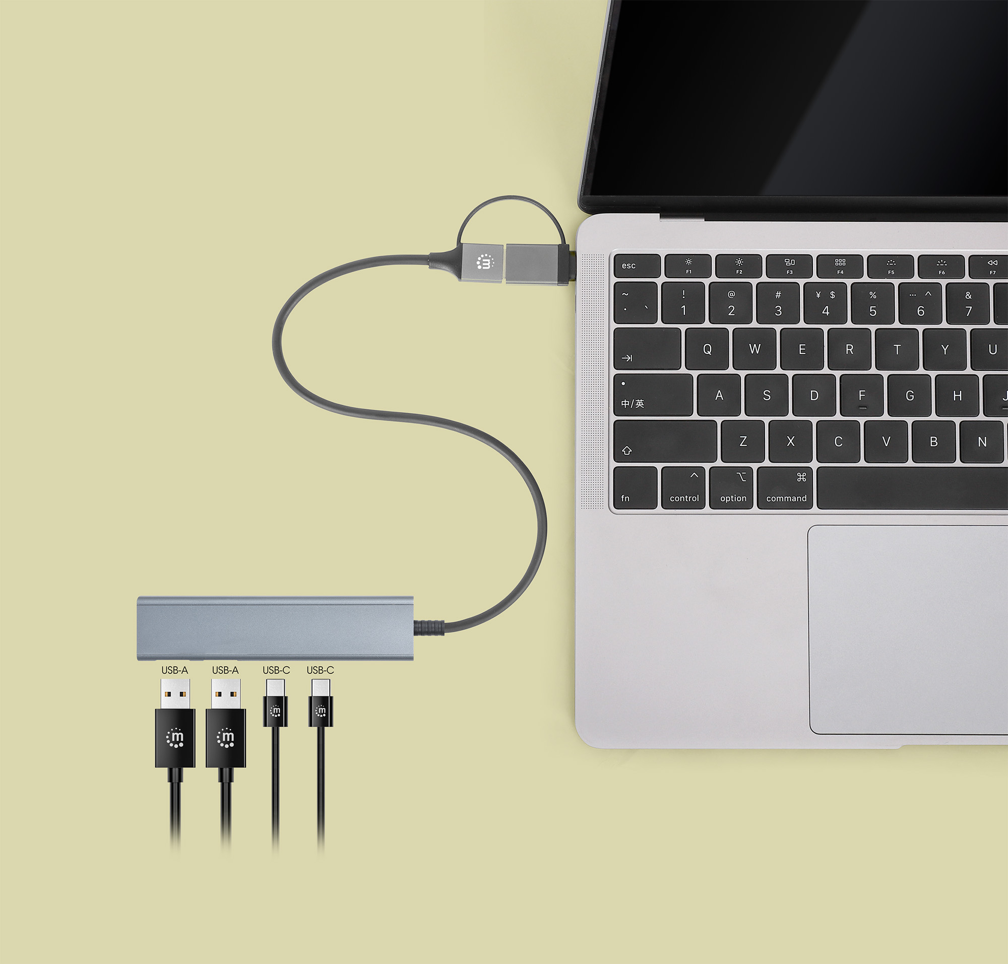 Hub 2 Porte USB-A + 2 Porte USB-C™ USB 3.2 Gen 1 - Manhattan IUSB32C-COMBO-HUB4AC