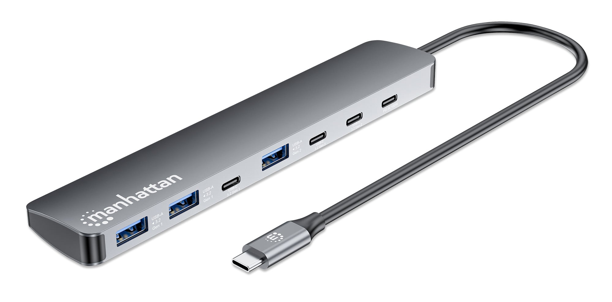 Hub 7 porte USB3.2 10G/5G 4x USB-C™ + 3x USB-A con Power Delivery - Manhattan IUSB32C-HUB3A3CPD