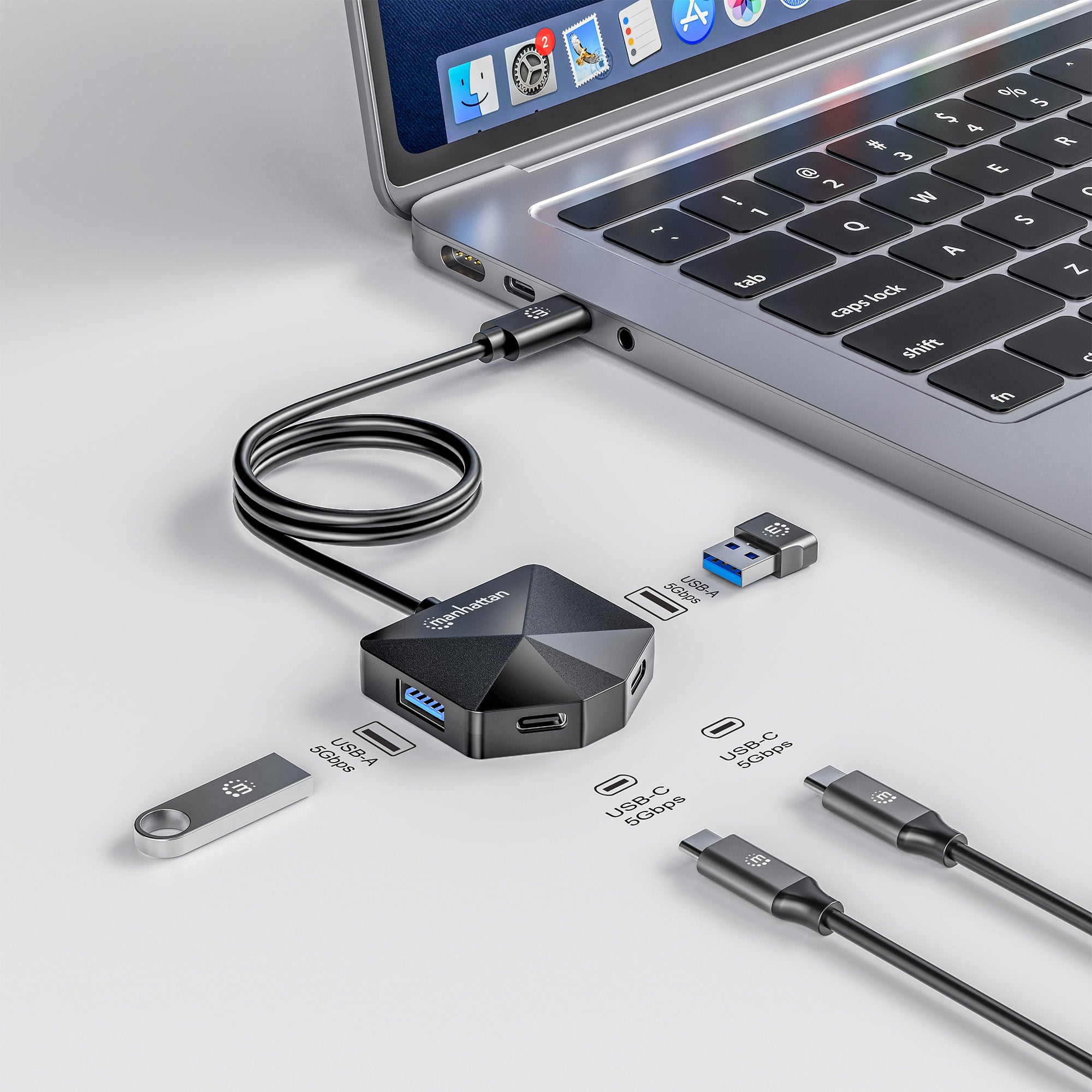 Hub USB 3.2 2x USB-A e 2x USB-C™ - Manhattan IUSB32C-HUB4-R2A2C