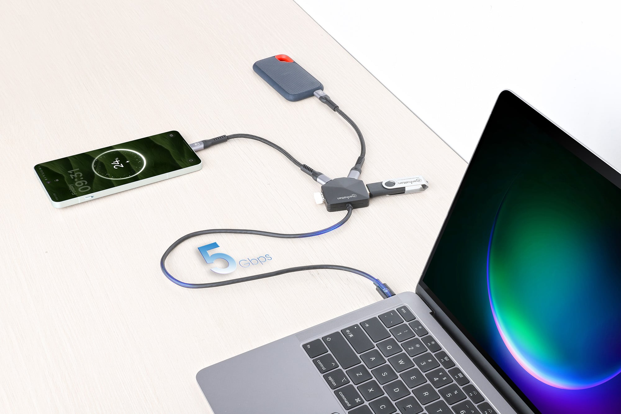 Hub USB 3.2 2x USB-A e 2x USB-C™ - Manhattan IUSB32C-HUB4-R2A2C