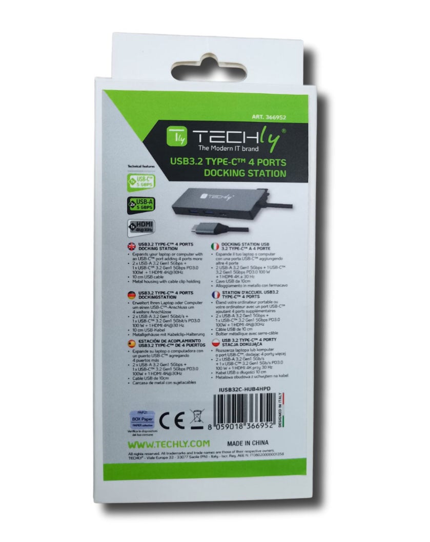 Docking Station USB 3.2 Type-C to 3 USB ports and 1 HDMI - Techly IUSB 32 C-HUB 4 HPD