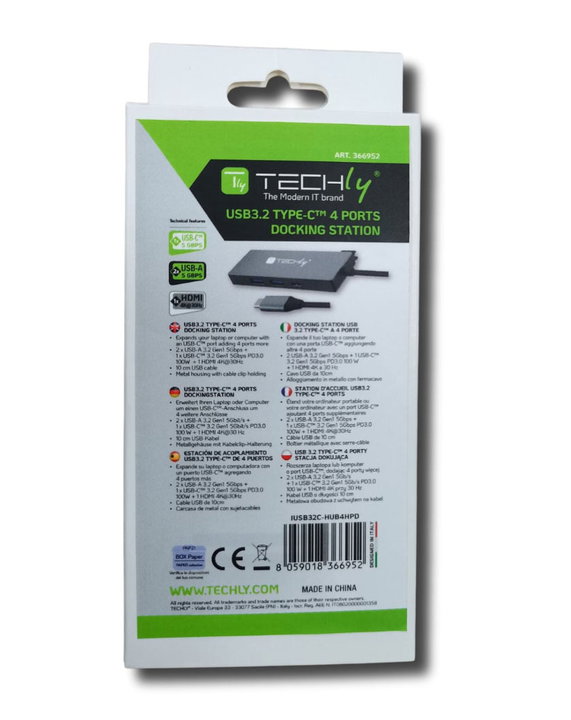 Docking Station USB 3.2 Type-C to 3 USB ports and 1 HDMI - Techly IUSB 32 C-HUB 4 HPD