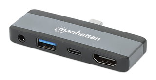 Docking Station USB-C 4 -in- 1 HDMI PD 100 W 3.5 mm - Manhattan IUSB 32 C-HUB 4 HPD 35