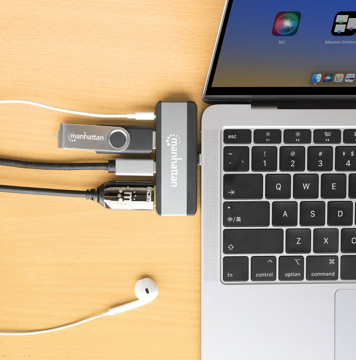 Docking Station USB-C 4 -in- 1 HDMI PD 100 W 3.5 mm - Manhattan IUSB 32 C-HUB 4 HPD 35