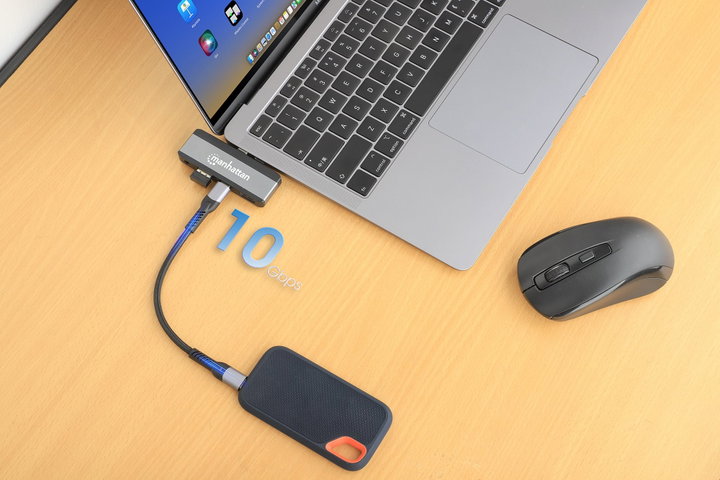 Docking Station USB-C 4 -in- 1 HDMI PD 100 W 3.5 mm - Manhattan IUSB 32 C-HUB 4 HPD 35