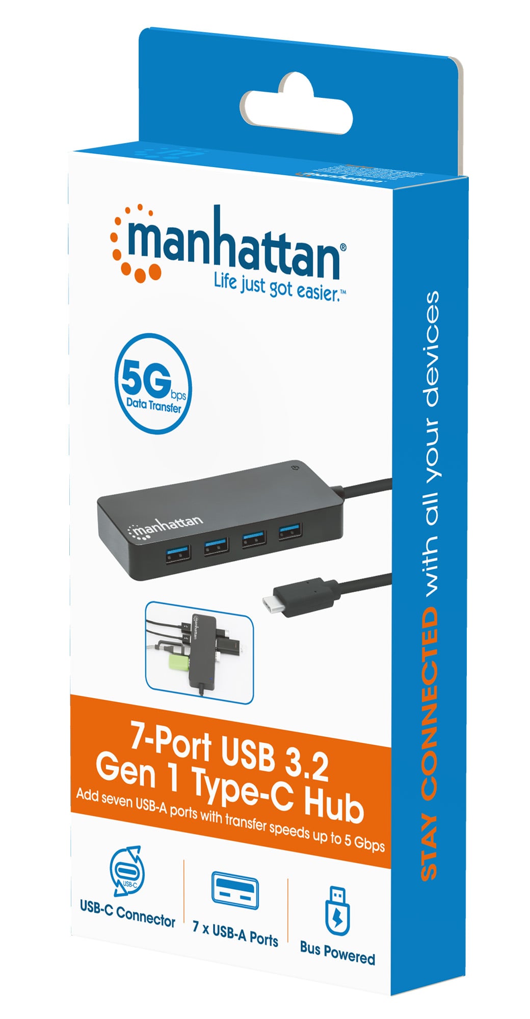 Hub USB-C™ 3.2 Gen1 7 Porte USB-A - Manhattan IUSB3C-HUB7
