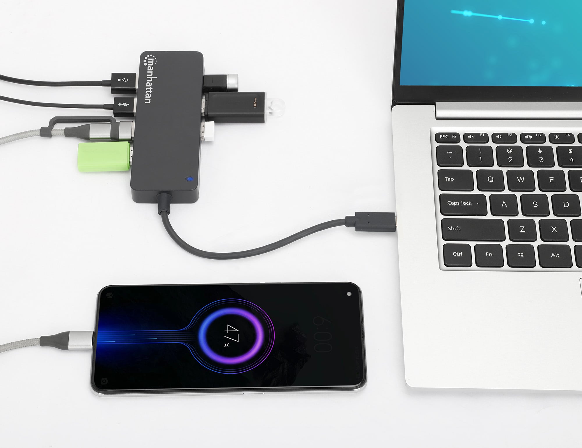 Hub USB-C™ 3.2 Gen1 7 Porte USB-A - Manhattan IUSB3C-HUB7