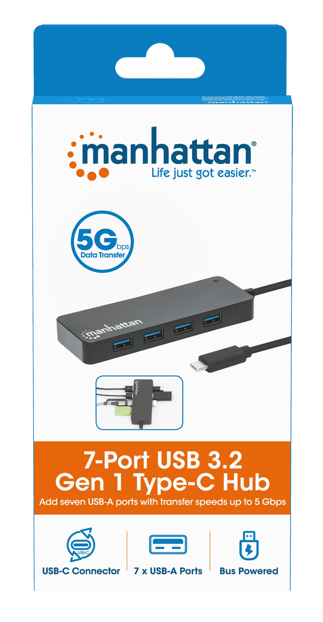 Hub USB-C™ 3.2 Gen1 7 Porte USB-A - Manhattan IUSB3C-HUB7