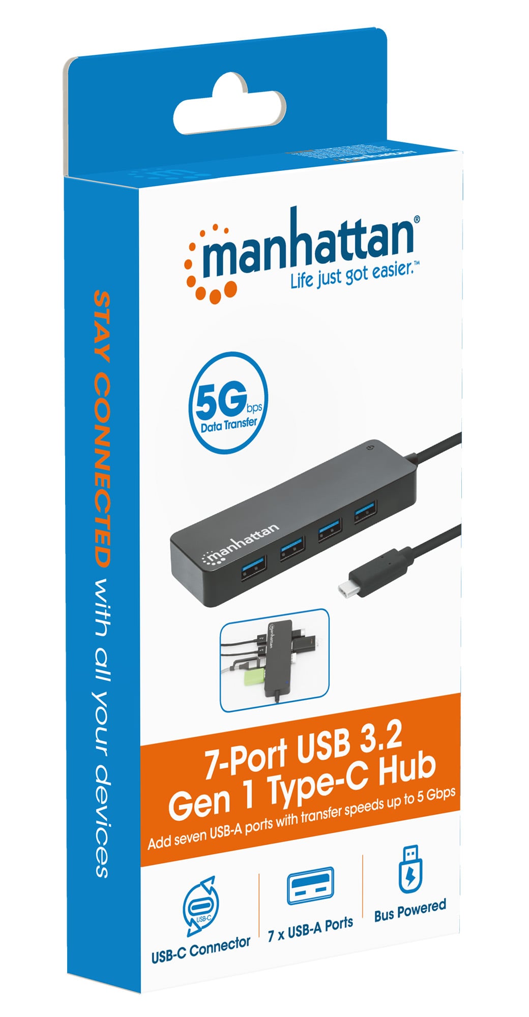 Hub USB-C™ 3.2 Gen1 7 Porte USB-A - Manhattan IUSB3C-HUB7
