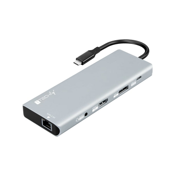 Docking Station 10 in 1 USB-C HDMI DP RJ 45 2.5 G PD Hub Multiport - Techly IUSB 4 -DOCK 10 HDP