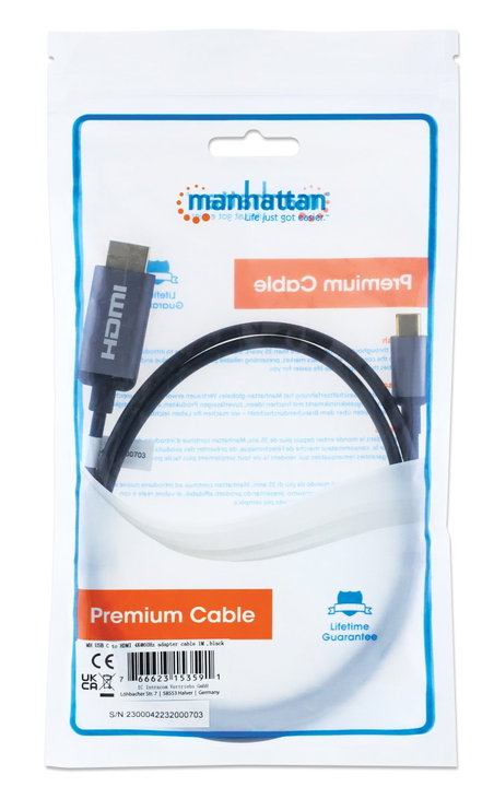Cavo Adattatore da USB-C a HDMI 4K@60Hz 1m - Manhattan IUSBC-HDMI-4-010