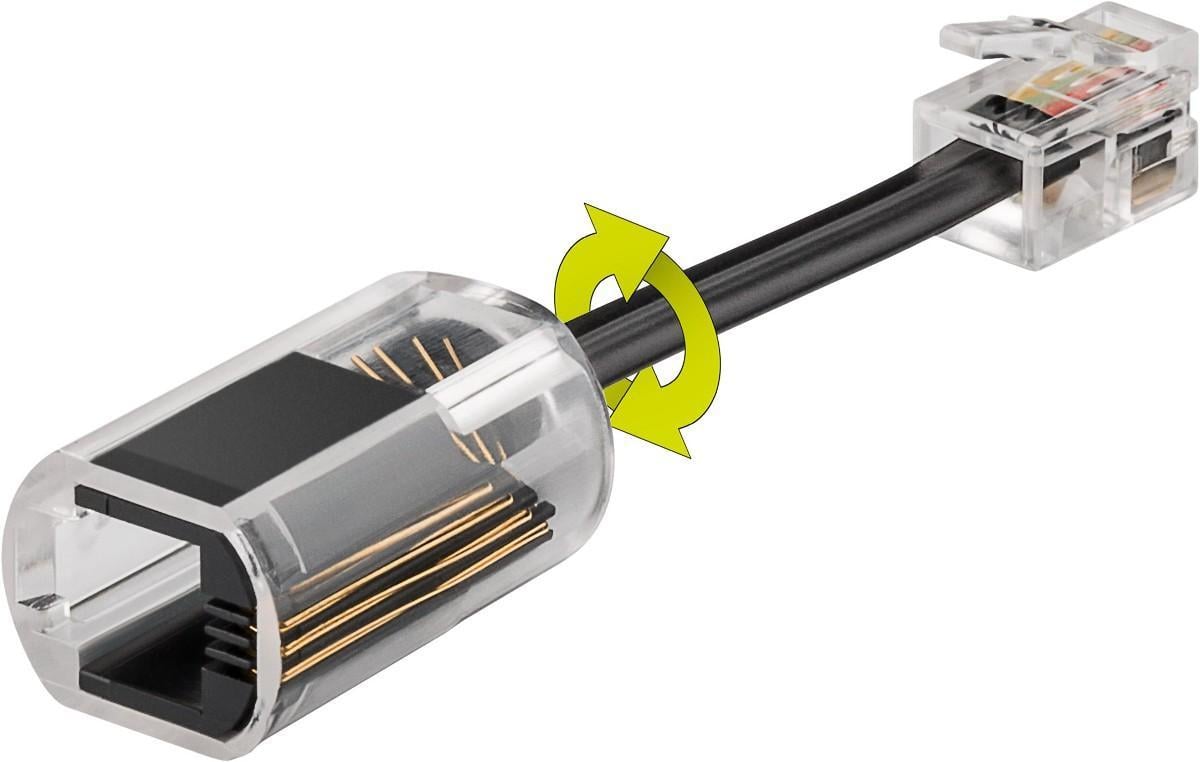 Plug Telefonico RJ10 Antiattorcigliamento per Cornetta con Cavo 30mm - Goobay IWP-4P4C-ATCAB