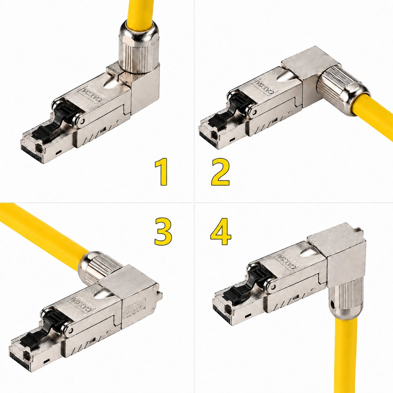 Connettore Plug RJ45 8P8C Cat6A Schermato STP con Angolo di 90° - Techly Professional IWP-8P8C-C6AS360