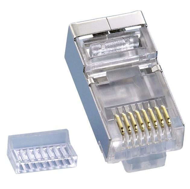 Plug Modulari RJ45 Cat5E con Slitta per Cavo Flessibile STP - Intellinet IWP-8P8C-SR-C5E