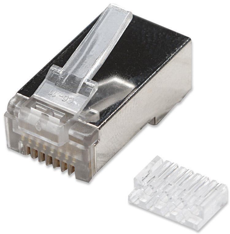 Plug Modulari RJ45 Cat6 con Slitta per Cavo Flessibile STP - Intellinet IWP-8P8C-SR-C6